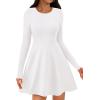 imagePRETTYGARDEN Womens Long Sleeve Cocktail Mini Dress 2025 Fall Crew Neck A Line Homecoming Party Short Dresses Elegant ClassyWhite