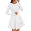 imagePRETTYGARDEN Womens Long Sleeve Cocktail Mini Dress 2025 Fall Crew Neck A Line Homecoming Party Short Dresses Elegant ClassyWhite
