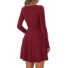 imagePRETTYGARDEN Womens Long Sleeve Cocktail Mini Dress 2025 Fall Crew Neck A Line Homecoming Party Short Dresses Elegant ClassyWine Red