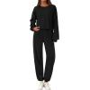 imagePRETTYGARDEN Womens Two Piece Lounge Sets 2025 Fall Airport Outfits Long Sleeve Pullover Tops Sweatpants Matching ClothingBlack