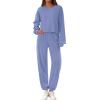 imagePRETTYGARDEN Womens Two Piece Lounge Sets 2025 Fall Airport Outfits Long Sleeve Pullover Tops Sweatpants Matching ClothingBlue