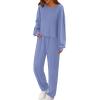 imagePRETTYGARDEN Womens Two Piece Lounge Sets 2025 Fall Airport Outfits Long Sleeve Pullover Tops Sweatpants Matching ClothingBlue