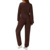 imagePRETTYGARDEN Womens Two Piece Lounge Sets 2025 Fall Airport Outfits Long Sleeve Pullover Tops Sweatpants Matching ClothingBrown