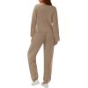 imagePRETTYGARDEN Womens Two Piece Lounge Sets 2025 Fall Airport Outfits Long Sleeve Pullover Tops Sweatpants Matching ClothingKhaki