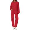 imagePRETTYGARDEN Womens Two Piece Lounge Sets 2025 Fall Airport Outfits Long Sleeve Pullover Tops Sweatpants Matching ClothingRed