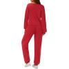imagePRETTYGARDEN Womens Two Piece Lounge Sets 2025 Fall Airport Outfits Long Sleeve Pullover Tops Sweatpants Matching ClothingRed