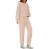 imagePRETTYGARDEN Womens Two Piece Lounge Sets 2025 Fall Airport Outfits Long Sleeve Pullover Tops Sweatpants Matching ClothingBeige