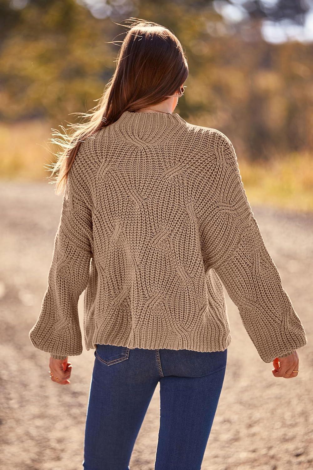 imagePRETTYGARDEN Womens Fall Oversized Pullover Sweaters Casual Crewneck Long Sleeve Chunky Cable Knit Tops Winter ClothingDark Apricot