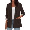 imagePRETTYGARDEN Blazers for Women 2025 Fall Work Office Suit Jackets Dressy Open Front Leopard Blazer Business Casual OutfitsCoffee