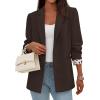 imagePRETTYGARDEN Blazers for Women 2025 Fall Work Office Suit Jackets Dressy Open Front Leopard Blazer Business Casual OutfitsCoffee
