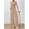 imagePRETTYGARDEN Matching Sets Women Clothing 2025 Fall Fashion Travel 2 Piece Lounge Sets Long Sleeve Crop Top Wide Leg PantsApricot