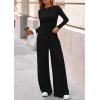 imagePRETTYGARDEN Matching Sets Women Clothing 2025 Fall Fashion Travel 2 Piece Lounge Sets Long Sleeve Crop Top Wide Leg PantsBlack