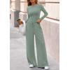 imagePRETTYGARDEN Matching Sets Women Clothing 2025 Fall Fashion Travel 2 Piece Lounge Sets Long Sleeve Crop Top Wide Leg PantsGreen