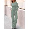 imagePRETTYGARDEN Matching Sets Women Clothing 2025 Fall Fashion Travel 2 Piece Lounge Sets Long Sleeve Crop Top Wide Leg PantsGreen