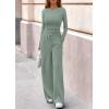 imagePRETTYGARDEN Matching Sets Women Clothing 2025 Fall Fashion Travel 2 Piece Lounge Sets Long Sleeve Crop Top Wide Leg PantsGreen