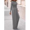 imagePRETTYGARDEN Matching Sets Women Clothing 2025 Fall Fashion Travel 2 Piece Lounge Sets Long Sleeve Crop Top Wide Leg PantsGrey