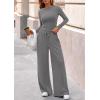 imagePRETTYGARDEN Matching Sets Women Clothing 2025 Fall Fashion Travel 2 Piece Lounge Sets Long Sleeve Crop Top Wide Leg PantsGrey
