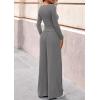 imagePRETTYGARDEN Matching Sets Women Clothing 2025 Fall Fashion Travel 2 Piece Lounge Sets Long Sleeve Crop Top Wide Leg PantsGrey
