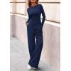 imagePRETTYGARDEN Matching Sets Women Clothing 2025 Fall Fashion Travel 2 Piece Lounge Sets Long Sleeve Crop Top Wide Leg PantsNavy