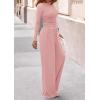 imagePRETTYGARDEN Matching Sets Women Clothing 2025 Fall Fashion Travel 2 Piece Lounge Sets Long Sleeve Crop Top Wide Leg PantsPink