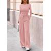imagePRETTYGARDEN Matching Sets Women Clothing 2025 Fall Fashion Travel 2 Piece Lounge Sets Long Sleeve Crop Top Wide Leg PantsPink