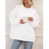 imagePRETTYGARDEN Oversized Sweatshirt for Women Fall Outfits 2025 Crewneck Long Sleeve Tops Fleece Pullover Winter ClothingWhite