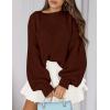 imagePRETTYGARDEN Sweaters for Women 2025 Fall Chunky Knit Long Sleeve Crew Neck Oversized Pullover Tops Winter Fashion ClothingBrown