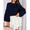 imagePRETTYGARDEN Sweaters for Women 2025 Fall Chunky Knit Long Sleeve Crew Neck Oversized Pullover Tops Winter Fashion ClothingNavy Blue