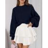 imagePRETTYGARDEN Sweaters for Women 2025 Fall Chunky Knit Long Sleeve Crew Neck Oversized Pullover Tops Winter Fashion ClothingNavy Blue
