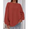 imagePRETTYGARDEN Sweatshirt for Women Oversized Crewneck Long Sleeve Pullover Fleece Top 2025 Fall Winter Fashion Outfits ClothesBrick Red