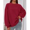 imagePRETTYGARDEN Sweatshirt for Women Oversized Crewneck Long Sleeve Pullover Fleece Top 2025 Fall Winter Fashion Outfits ClothesRed