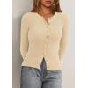imagePRETTYGARDEN Womens 2025 Fall Cardigan Sweaters Lightweight Long Sleeve Button up Ribbed Knit Tops Winter Fashion ClothesBeige