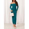 imagePRETTYGARDEN Womens 2025 Fall Long Sleeve Maxi Dress Off Shoulder Mesh Ruched Bodycon Trendy Long Wedding Guest DressesLake Blue