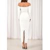 imagePRETTYGARDEN Womens 2025 Fall Long Sleeve Maxi Dress Off Shoulder Mesh Ruched Bodycon Trendy Long Wedding Guest DressesWhite