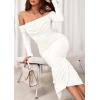 imagePRETTYGARDEN Womens 2025 Fall Long Sleeve Maxi Dress Off Shoulder Mesh Ruched Bodycon Trendy Long Wedding Guest DressesWhite