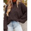 imagePRETTYGARDEN Womens Fall Oversized Pullover Sweaters Casual Crewneck Long Sleeve Chunky Cable Knit Tops Winter ClothingCoffee
