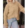 imagePRETTYGARDEN Womens Fall Oversized Pullover Sweaters Casual Crewneck Long Sleeve Chunky Cable Knit Tops Winter ClothingDark Apricot