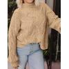imagePRETTYGARDEN Womens Fall Oversized Pullover Sweaters Casual Crewneck Long Sleeve Chunky Cable Knit Tops Winter ClothingDark Apricot