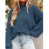 imagePRETTYGARDEN Womens Fall Oversized Pullover Sweaters Casual Crewneck Long Sleeve Chunky Cable Knit Tops Winter ClothingGrey Blue