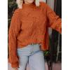 imagePRETTYGARDEN Womens Fall Oversized Pullover Sweaters Casual Crewneck Long Sleeve Chunky Cable Knit Tops Winter ClothingRust Red