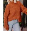 imagePRETTYGARDEN Womens Fall Oversized Pullover Sweaters Casual Crewneck Long Sleeve Chunky Cable Knit Tops Winter ClothingRust Red