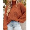 imagePRETTYGARDEN Womens Fall Oversized Pullover Sweaters Casual Crewneck Long Sleeve Chunky Cable Knit Tops Winter ClothingRust Red