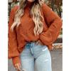 imagePRETTYGARDEN Womens Fall Oversized Pullover Sweaters Casual Crewneck Long Sleeve Chunky Cable Knit Tops Winter ClothingRust Red