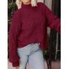 imagePRETTYGARDEN Womens Fall Oversized Pullover Sweaters Casual Crewneck Long Sleeve Chunky Cable Knit Tops Winter ClothingWine Red