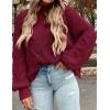 imagePRETTYGARDEN Womens Fall Oversized Pullover Sweaters Casual Crewneck Long Sleeve Chunky Cable Knit Tops Winter ClothingWine Red
