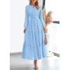 imagePRETTYGARDEN Womens Long Sleeve Maxi Dress V Neck Hollow Out Eyelet A Line Long Flowy 2025 Fall Wedding Guest DressesLight Blue