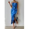 imagePRETTYGARDEN Womens Summer Maxi Bodycon Dresses Strapless Tube Top Slit Floral Printed Party Club Long DressPrint Brilliant Blue