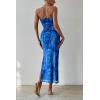 imagePRETTYGARDEN Womens Summer Maxi Bodycon Dresses Strapless Tube Top Slit Floral Printed Party Club Long DressPrint Brilliant Blue