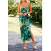 imagePRETTYGARDEN Womens Summer Maxi Bodycon Dresses Strapless Tube Top Slit Floral Printed Party Club Long DressPrint Green