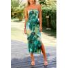 imagePRETTYGARDEN Womens Summer Maxi Bodycon Dresses Strapless Tube Top Slit Floral Printed Party Club Long DressPrint Green